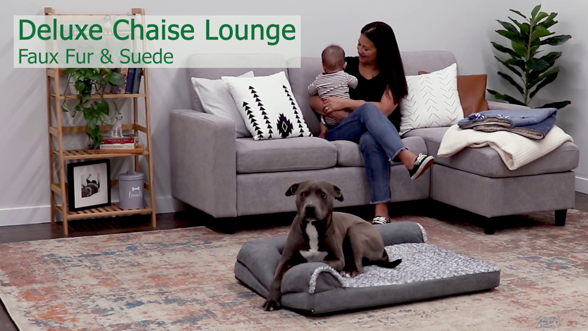 Furhaven XL Memory Foam Hundebett – L-Form, Waschbar, Steingrau, Jumbo