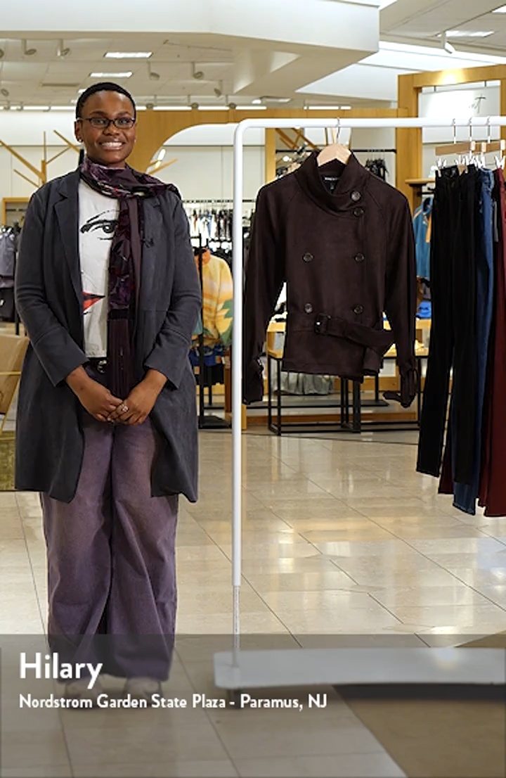 Kenneth Cole Faux Suede Crop Belted Trench Coat | Nordstrom