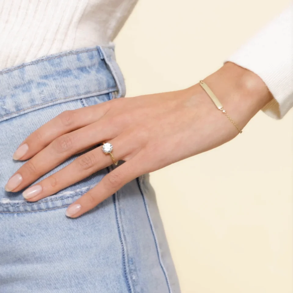 14K Yellow Gold Engravable Diamond Strand Bracelet