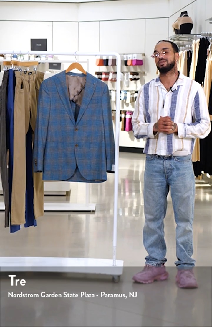 Jack Victor Hampton Teal Plaid Wool & Silk Blend Sport Coat