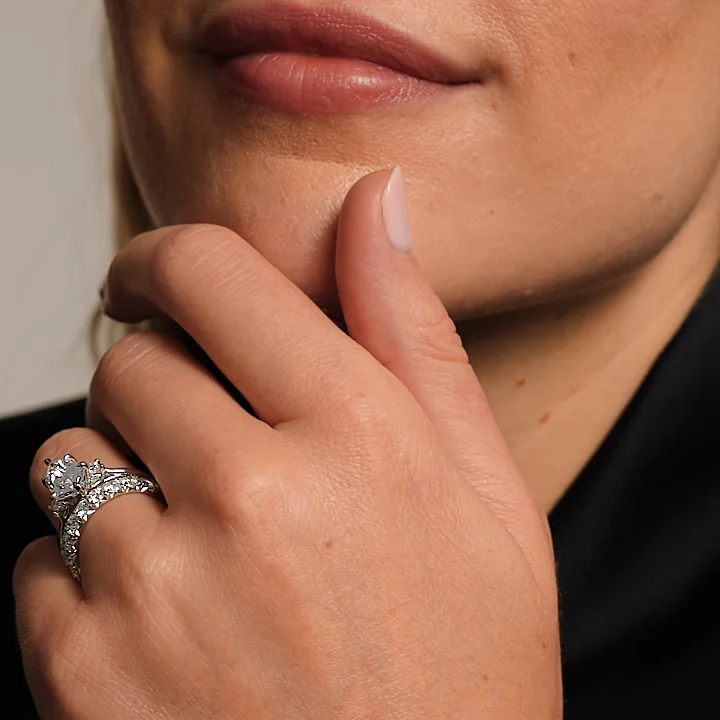 18K White Gold Delilah Three Stone Diamond Ring