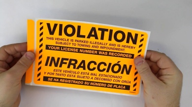 Violation Vehicle Parked Illegally Bilingual Sticker