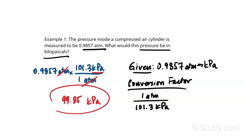 Interconverting Atmospheres & Kilopascals Chemistry