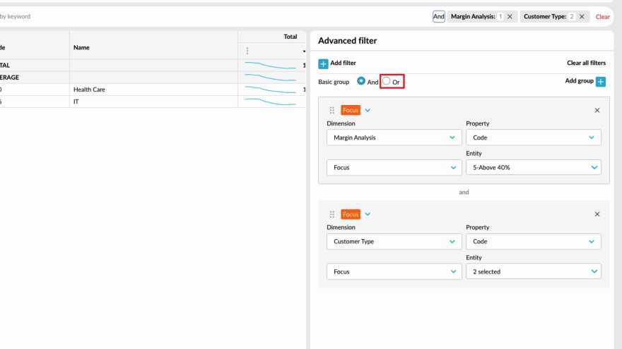 Create an advanced filter