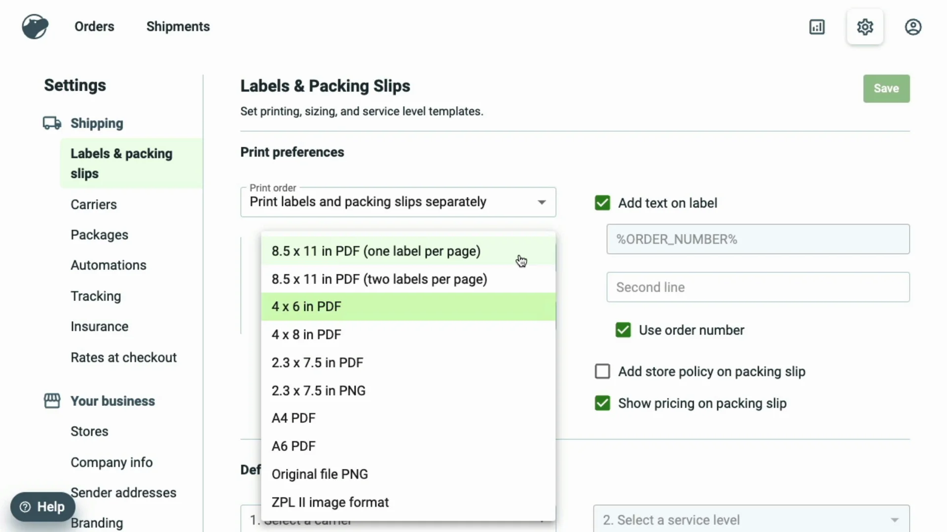 How to Configure your Label Settings – Shippo