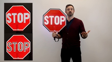 Stop-Slow 2-Sided LED Sign with Rechargeable Battery