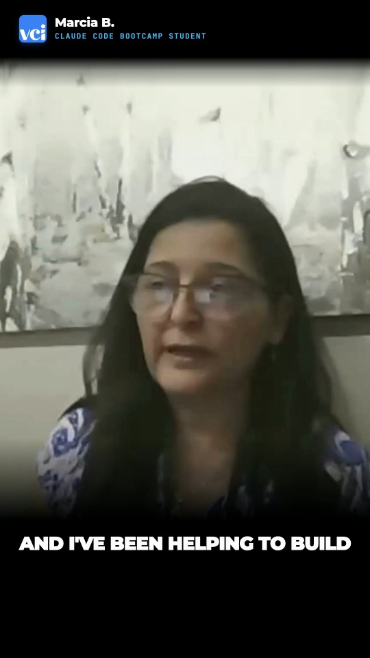Marcia B. speaking to camera