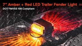 CAZLEDSIL0756 - 7-Inch Amber and Red Surface Mount LED Trailer Fender Clearance Marker Light Set - DOT FMVSS 108 - SAE P2