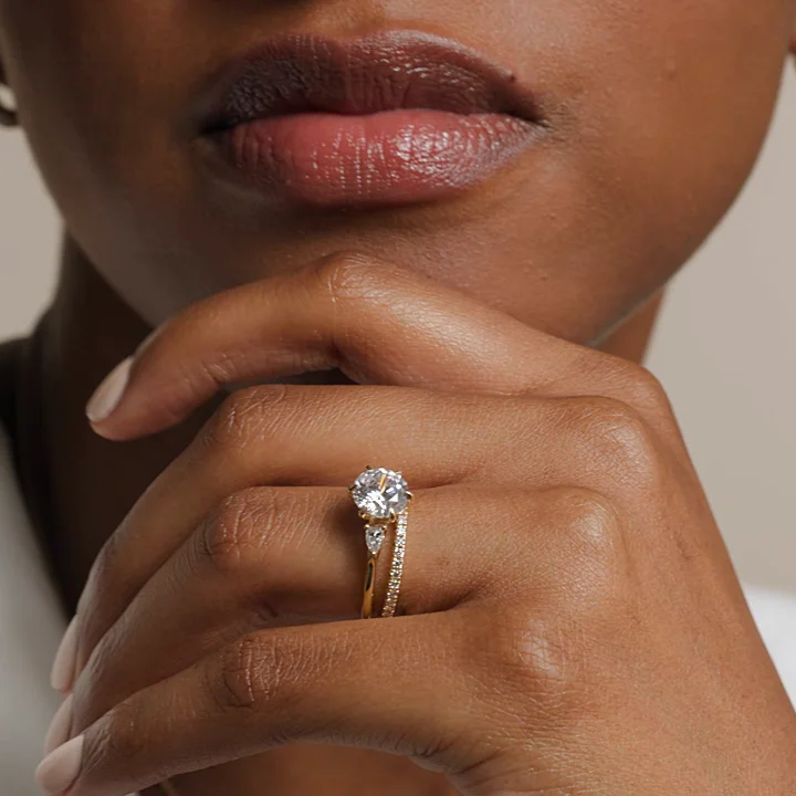 18K White Gold Delilah Three Stone Pear Diamond Ring (1/5 ct. tw.)