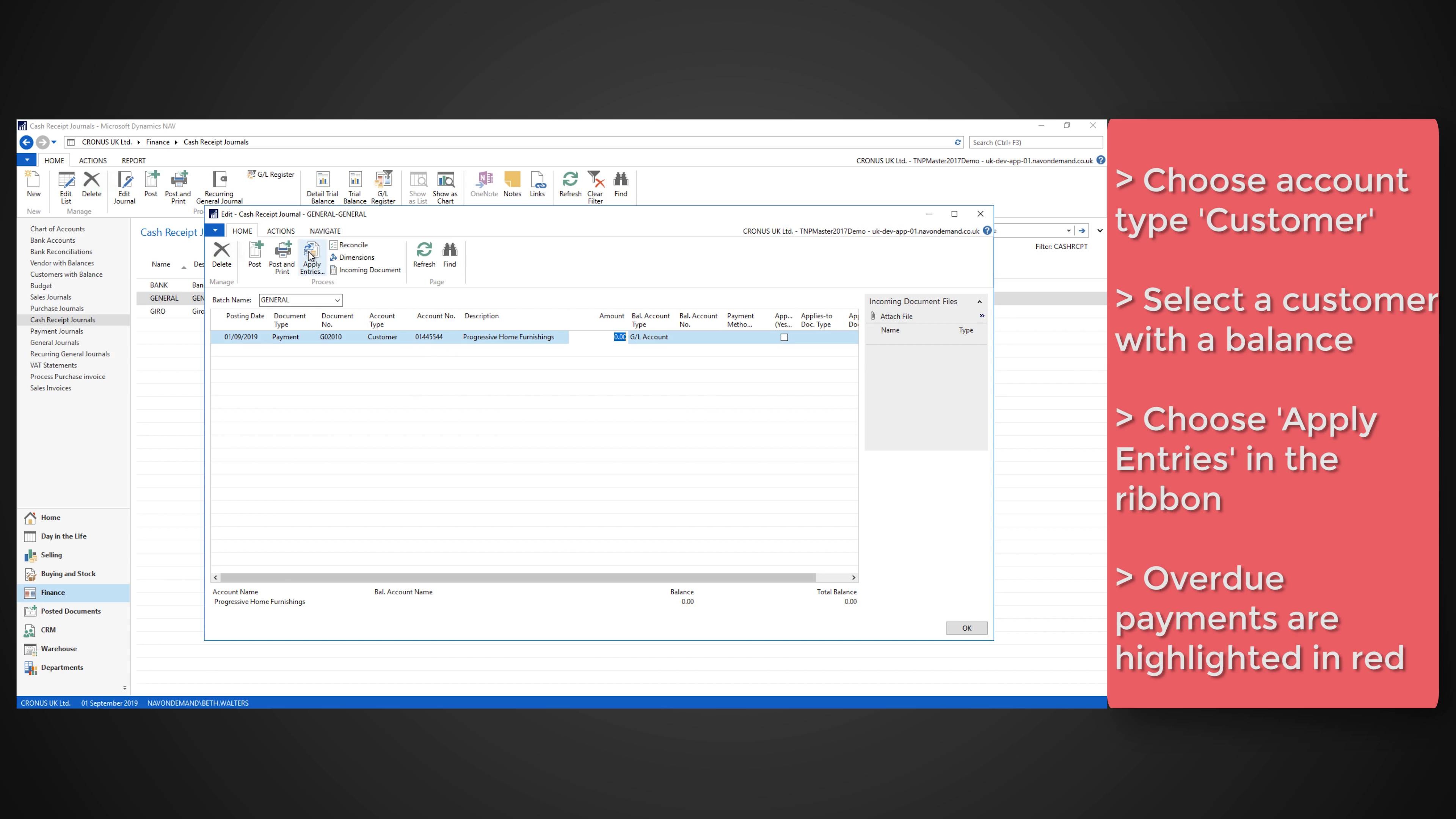 Dynamics NAV How to Apply a Customer Payment
