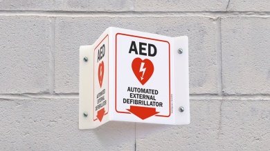 Automated External Defibrillator Projecting Sign