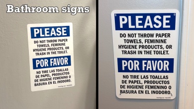 Feminine Hygiene Products Bilingual Sign