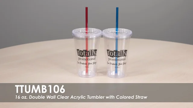 Custom 24 Oz Double Wall Acrylic Tumbler With Straws