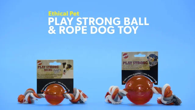 Ethical Pets 54106 Play Strong Rubber Ball with Rope 3.75 Red 