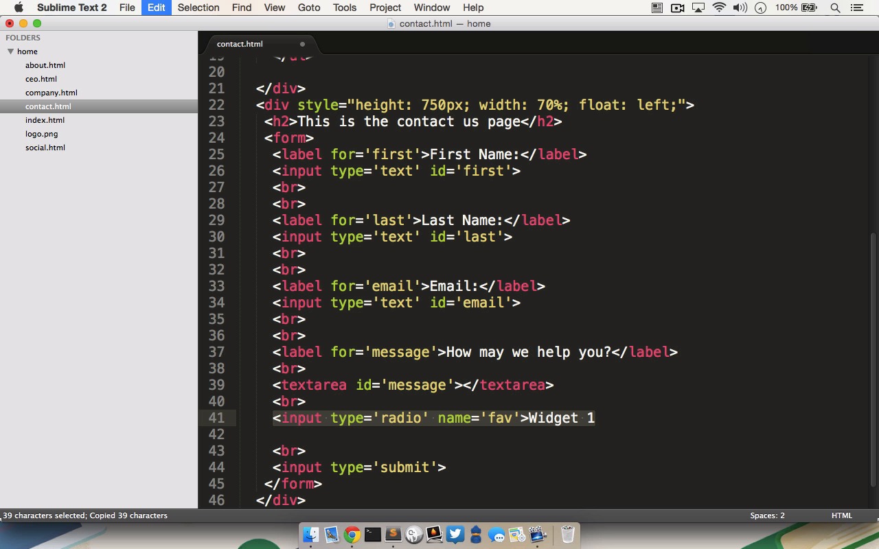 Introduction to HTML - Form Elements