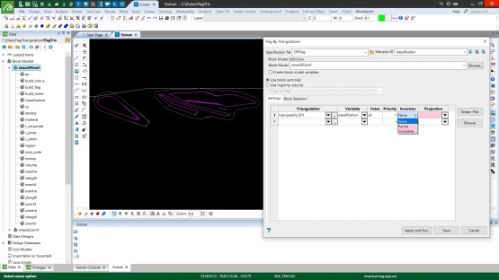 How to flag block models by triangulation in Vulcan