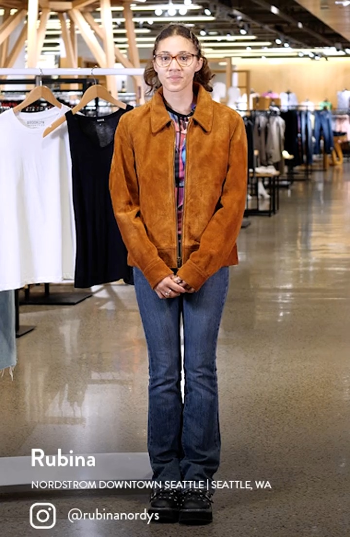 Schott NYC Roughout Cowhide Suede Trucker Jacket | Nordstrom