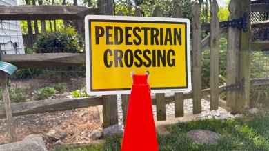 Keep Left Cone Top Warning Sign