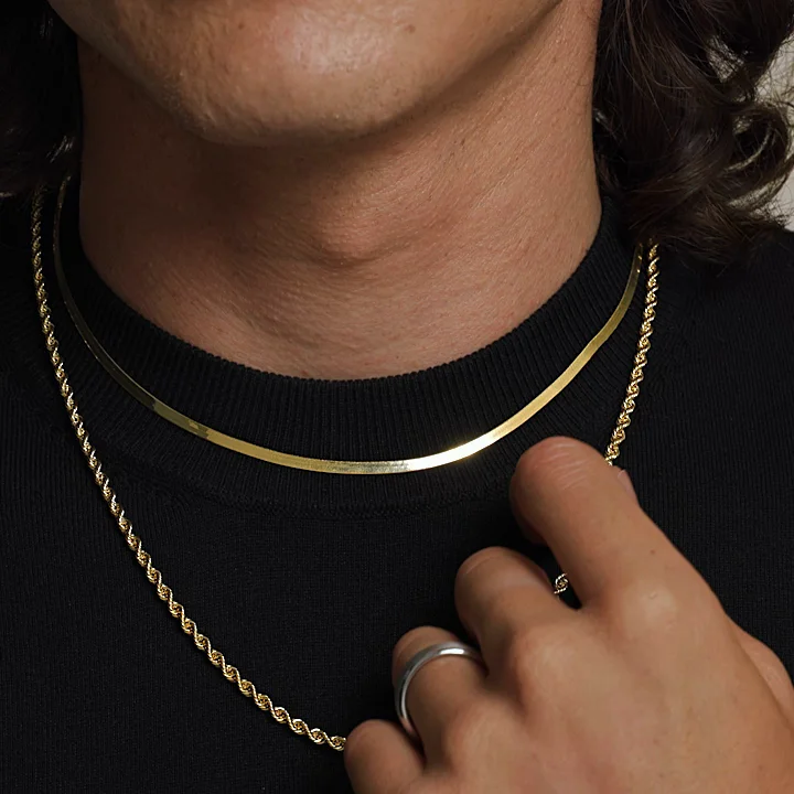 Dezi 18 in. Herringbone Necklace (2.8mm) in 14K Yellow Gold