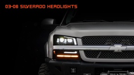 LEDHDL2374 - 2003-2006 Chevrolet Silverado 1500 2500 3500 HD & Avalanche LED Headlight Assemblies w/ Sequential Turn Signals - DOT FMVSS 108 - SAE VOR HL I P