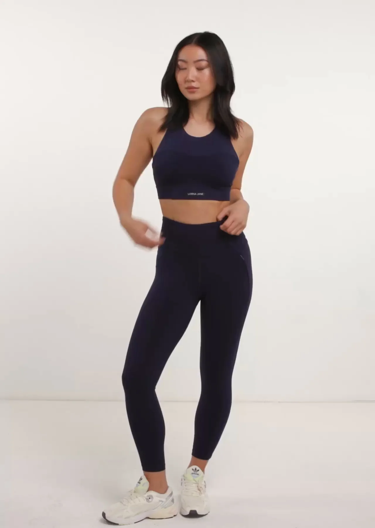 Zip Pocket Recycled Stomach Support Ankle Biter Leggings, Blue