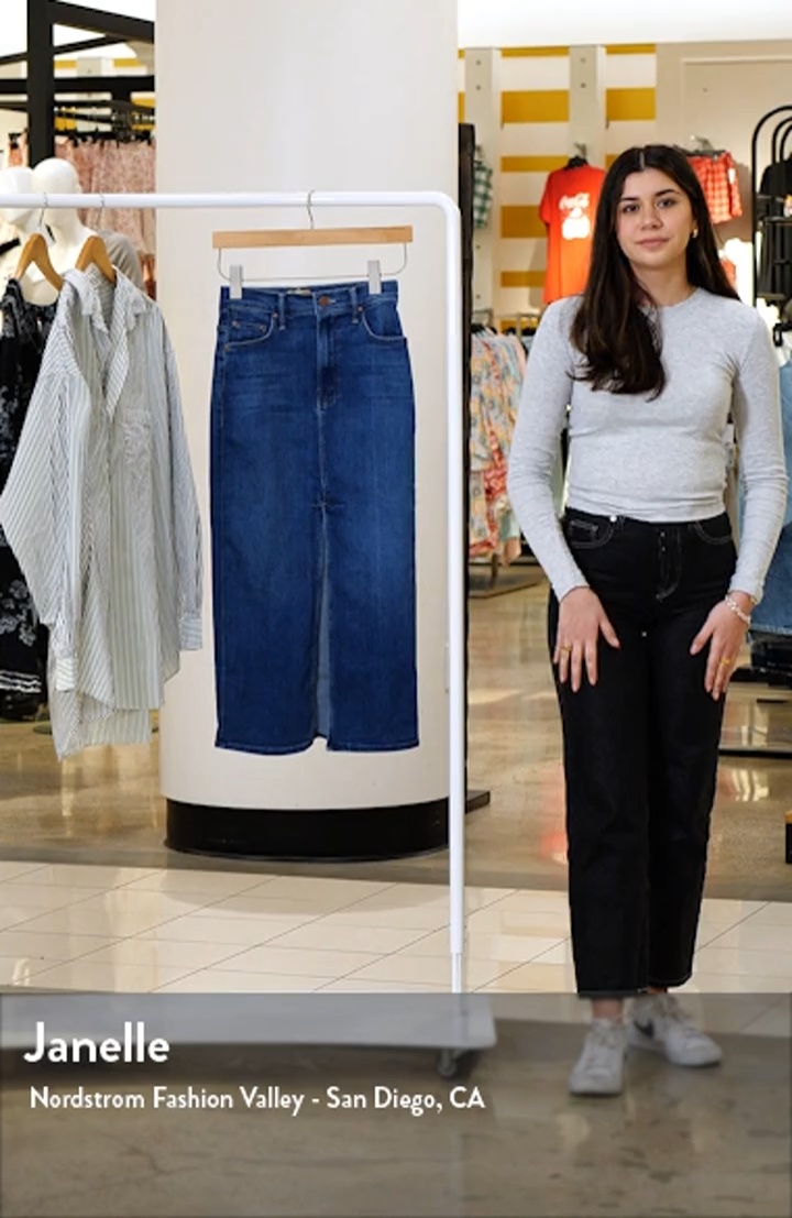 MOTHER The Reverse Pencil Pusher High Waist Denim Midi Skirt