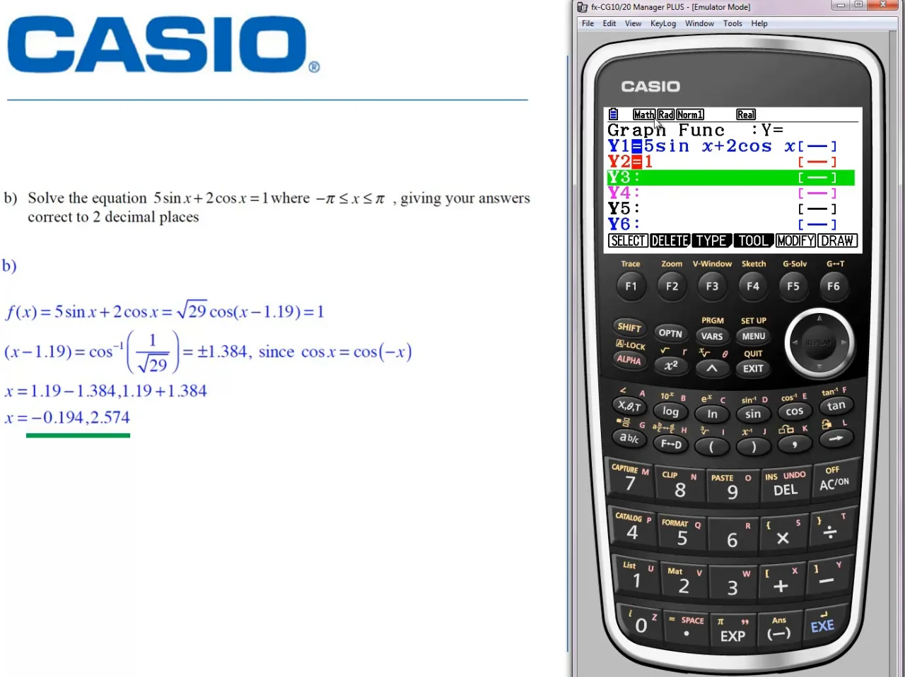 How to evaluate an angle in degrees and minutes with a calculator cosine CASIO  fx-570ES PLUS✓ 