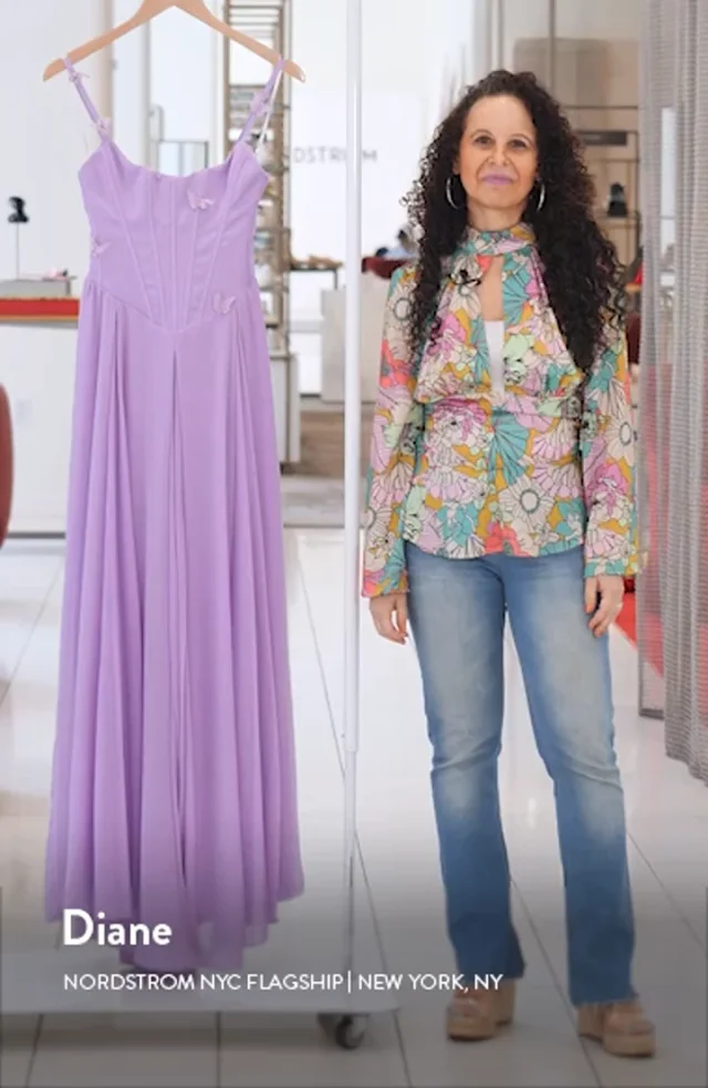 HOUSE OF CB Pascha Butterfly Appliqué Corset Maxi Dress Nordstrom