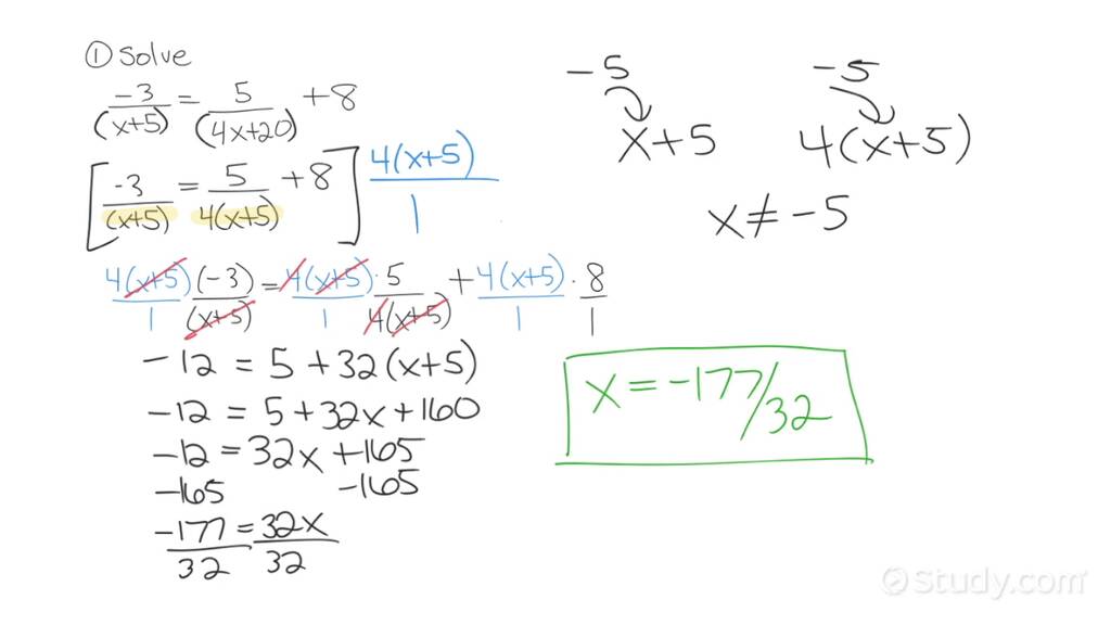 How to Solve Rational Equations with Unlike Binomial Denominators that ...