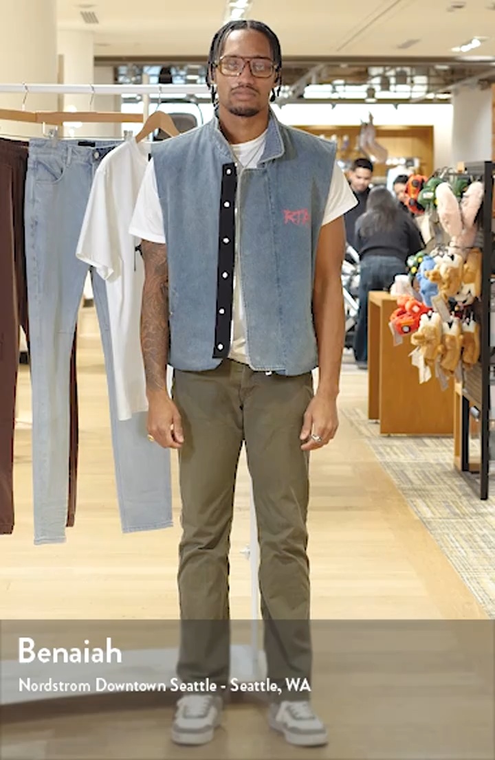 RtA Cesar Graphic Graffiti Denim Vest with Quilted Lining (Men