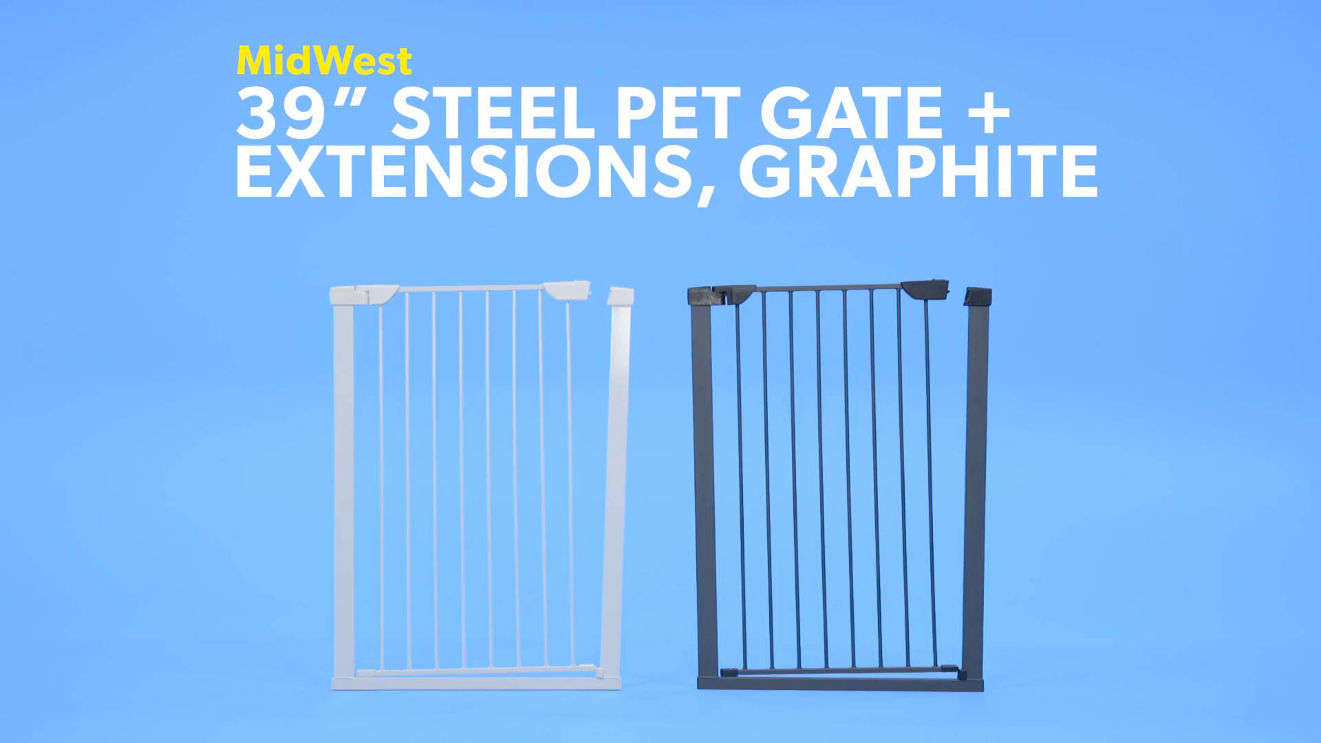 MidWest 39" High Walk-thru Steel Pet Gate 29" 38" Wide in Textured Graphite 