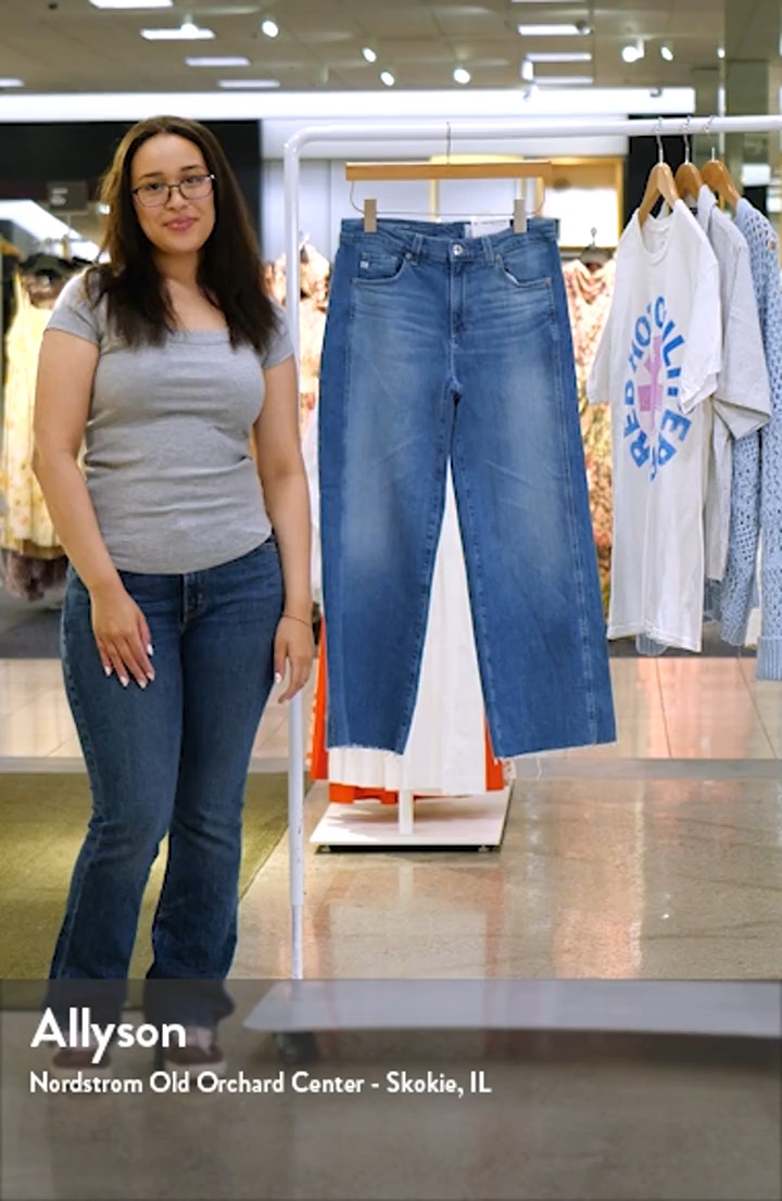 Saige Paneled Raw Hem Ankle Wide Leg Jeans