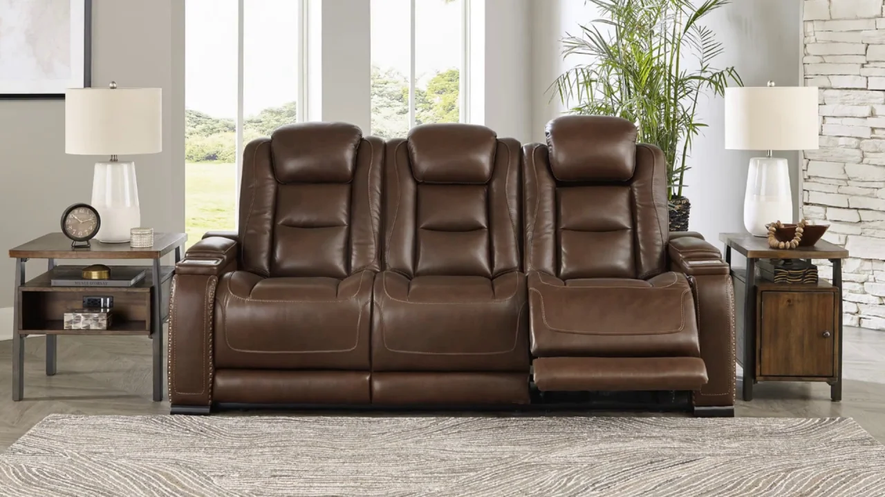 Man-Den POWER Reclining Sofa by Ashley Furniture - Mahogany Brown | Home  Furniture Plus Bedding