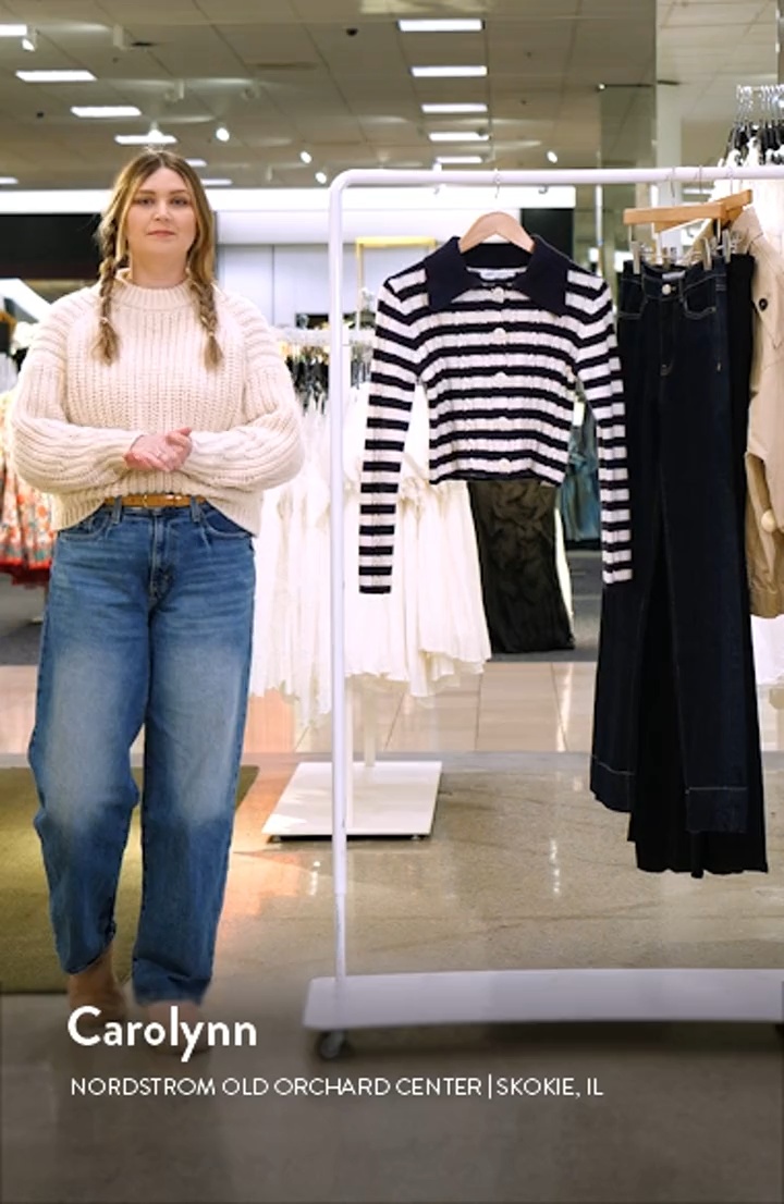 Stripe Cotton Blend Crop Cardigan