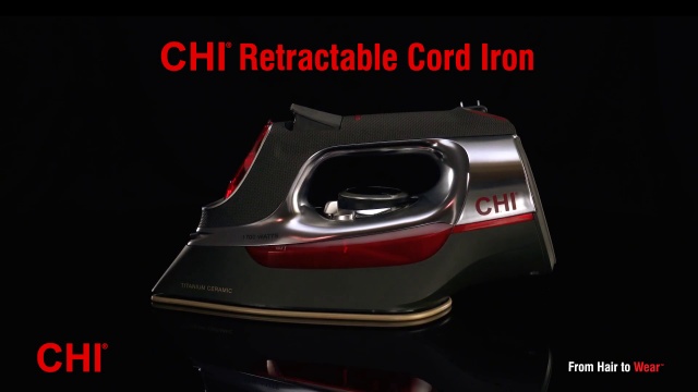 CHI Steam Iron With Retractable Cord, Titanium Infused Ceramic Soleplate &  Over 400 Steam Holes, Professional Grade, Black Chrome (13109)