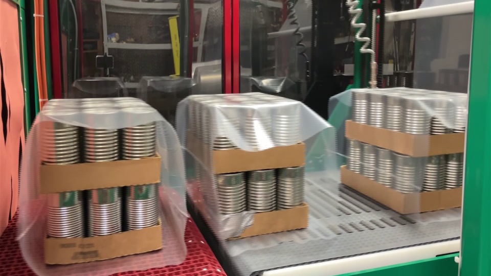 SV363 Continuous Motion Inline Automatic and Shrink Tunnel - Wrapping trays of canned food (45648)