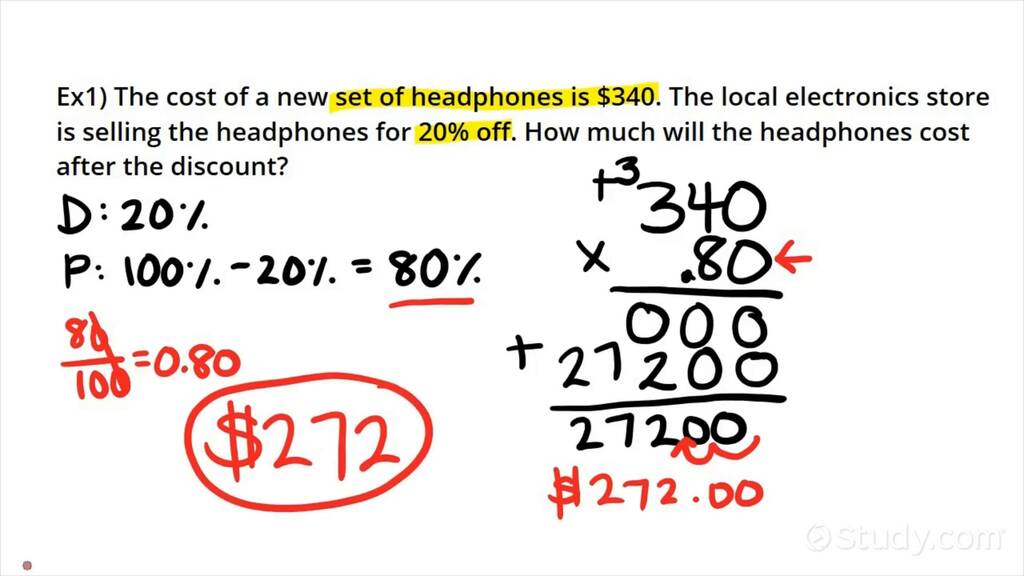 How To Find The Sale Price Given The Original Price Percent Discount 