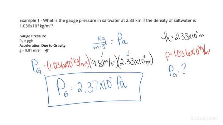 how-to-find-the-gauge-pressure-in-a-constant-density-fluid-at-a-certain