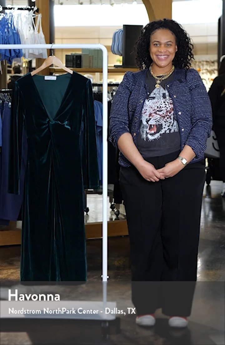 Petal & Pup Lisse Twist Front Long Sleeve Velvet Cocktail Dress