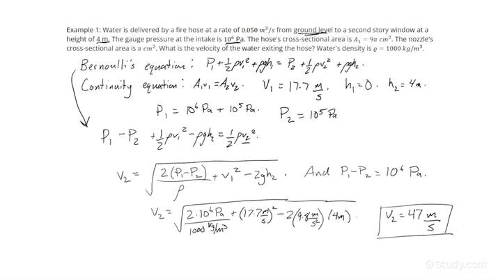 How to Use Bernoulli's Equation to Calculate a Velocity for Fluid ...
