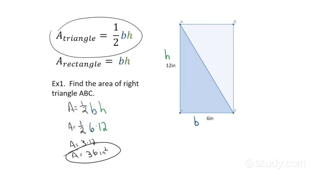 How to Find the Area of a Right Triangle or its Corresponding Rectangle 