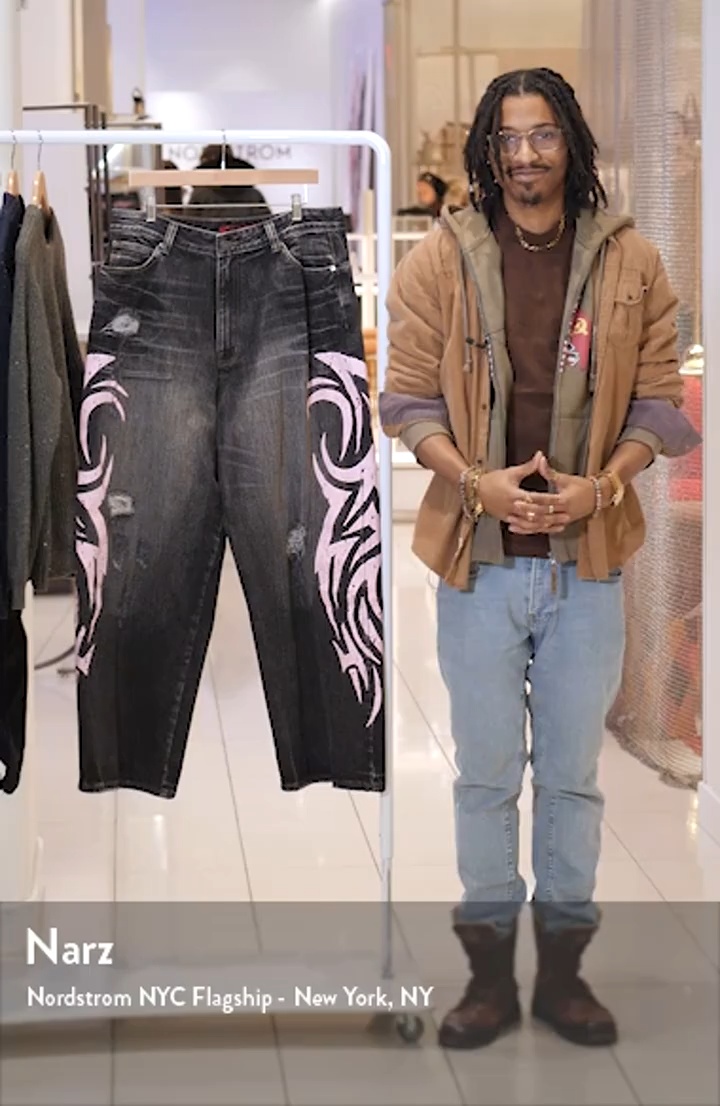 JADED LONDON Colossus Pink Blade Oversize Distressed Jeans | Nordstrom