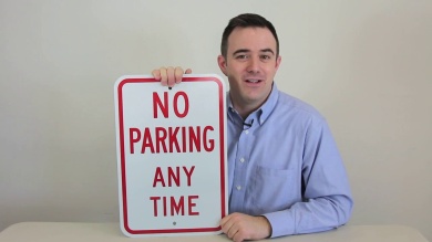 No Parking Anytime (bidirectional arrow) Aluminum Sign
