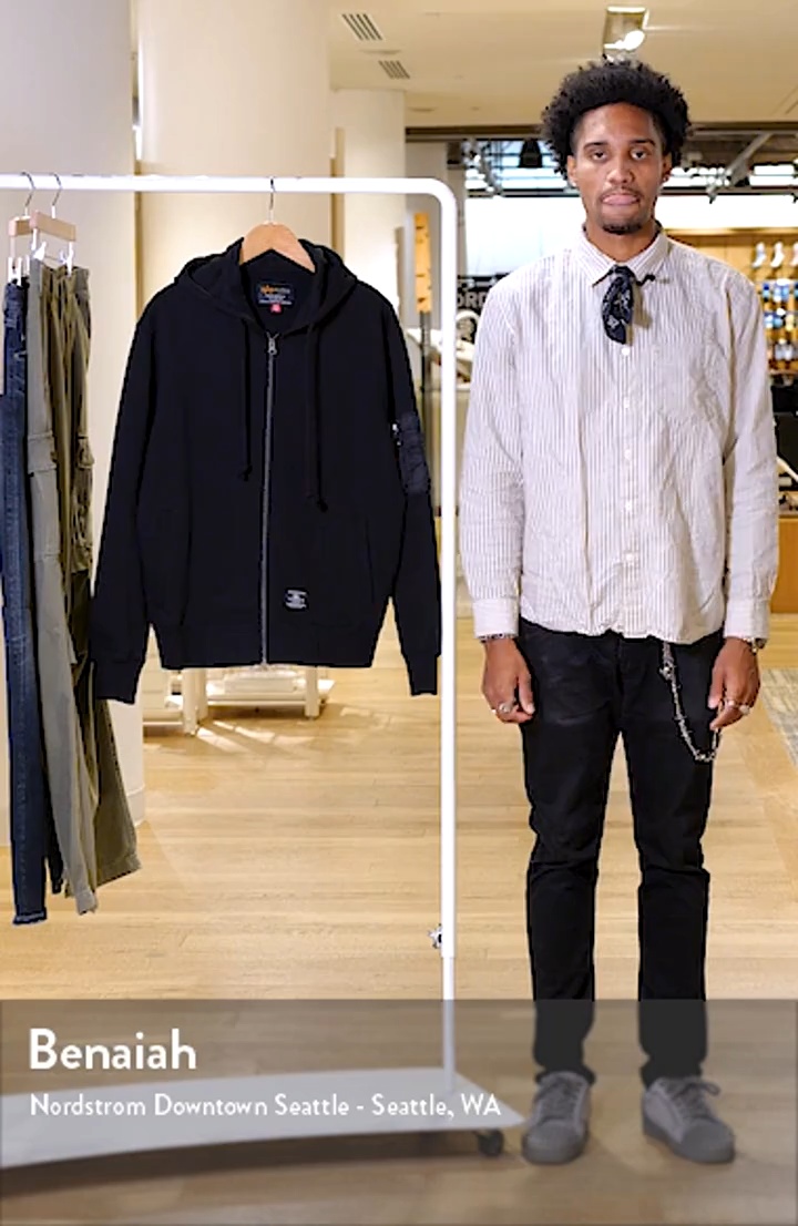 Alpha Industries Utility Pocket Cotton Fleece Zip Hoodie | Nordstrom
