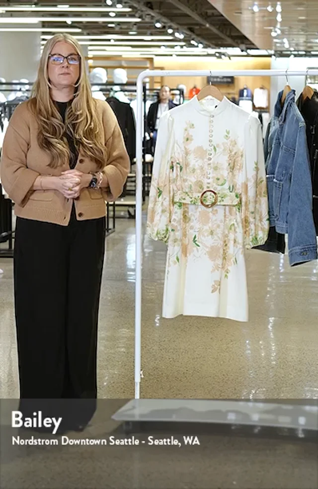 Tahari ASL Border Print Belted Long Sleeve Dress Nordstrom