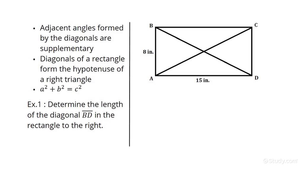 How to Find Measures Involving Diagonals of Rectangles Geometry