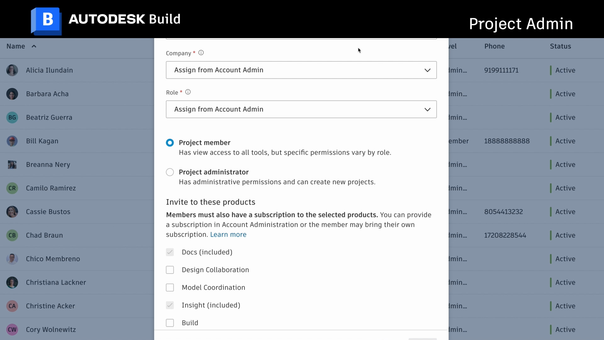 Autodeskbuild - project admin