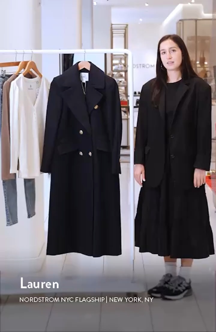 Doubled Breasted Wool Blend Military Coat