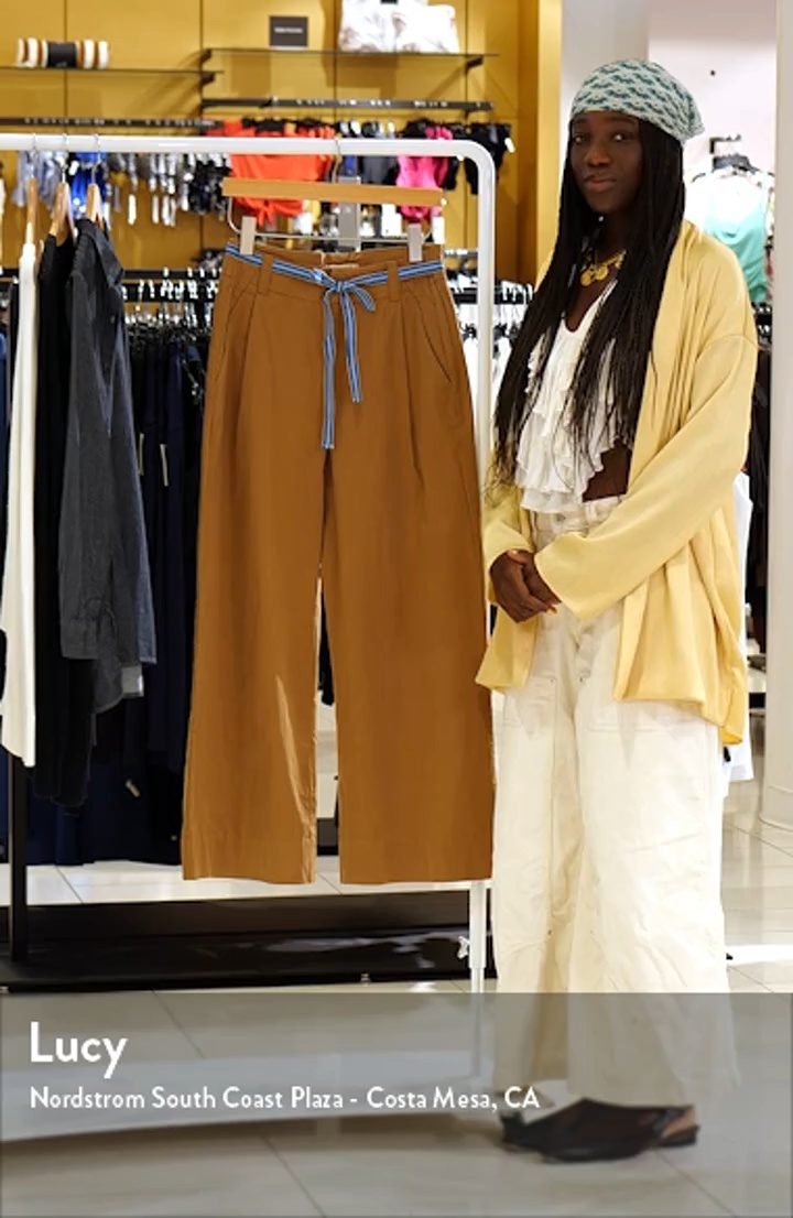 Free People Buckle Belt Cotton WIde Leg Pants | Nordstrom