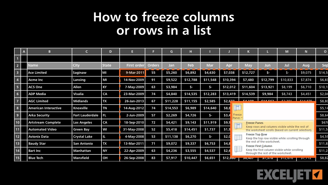 freeze a row and a column in excel for mac